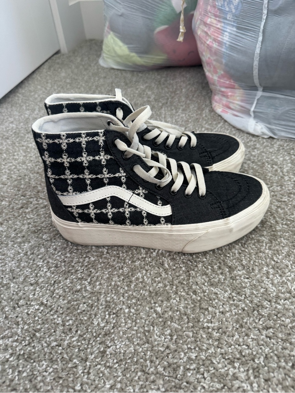 Vans Black High-Top Sneakers with White Side Stripe